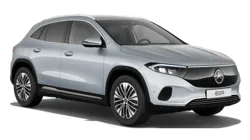 Side profile of the Mercedes-Benz EQA, highlighting its sleek, modern design and fully electric performance.