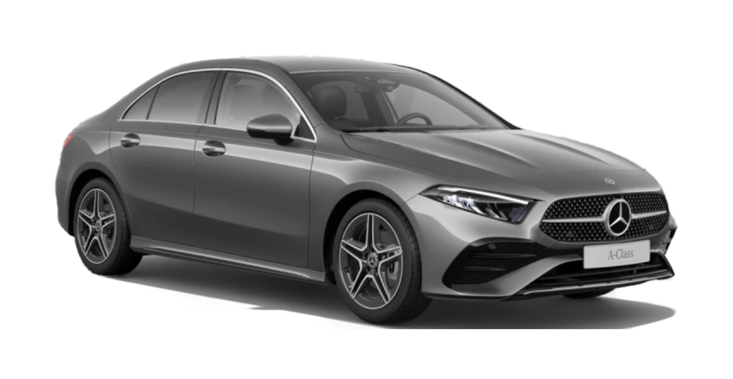 Side view of a Mercedes-Benz A-Class Saloon, showcasing its sleek silhouette and modern design tailored for urban driving.