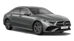 Side view of a Mercedes-Benz A-Class Saloon, showcasing its sleek silhouette and modern design tailored for urban driving.